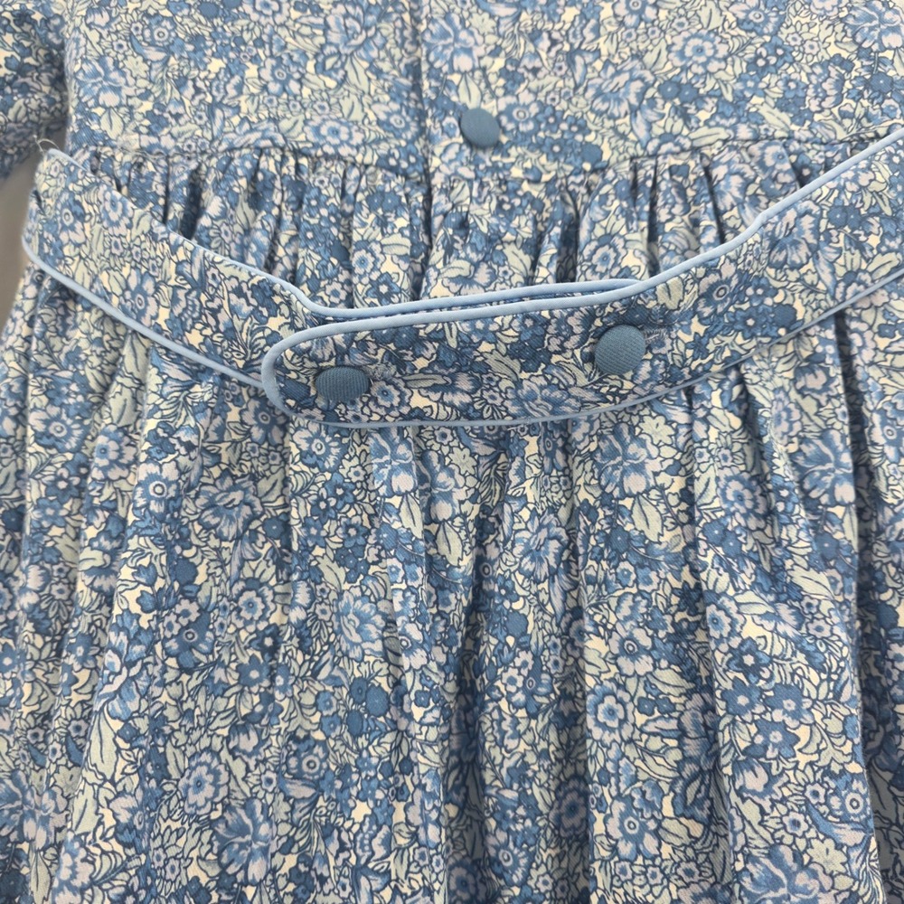 NEW PEPA LONDON DAPHNE FLORAL SMOCKED DRESS GIRLS 6Y BLUE FRILL LONG SLEEVE $410 - Picture 12 of 16